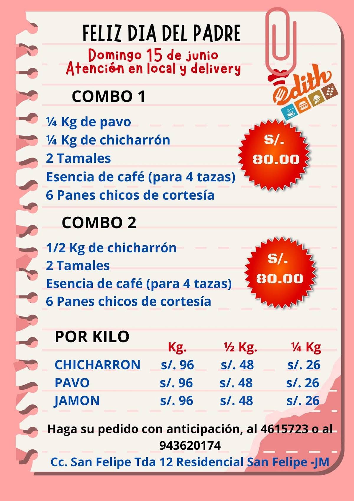 Restaurante EDITH меню