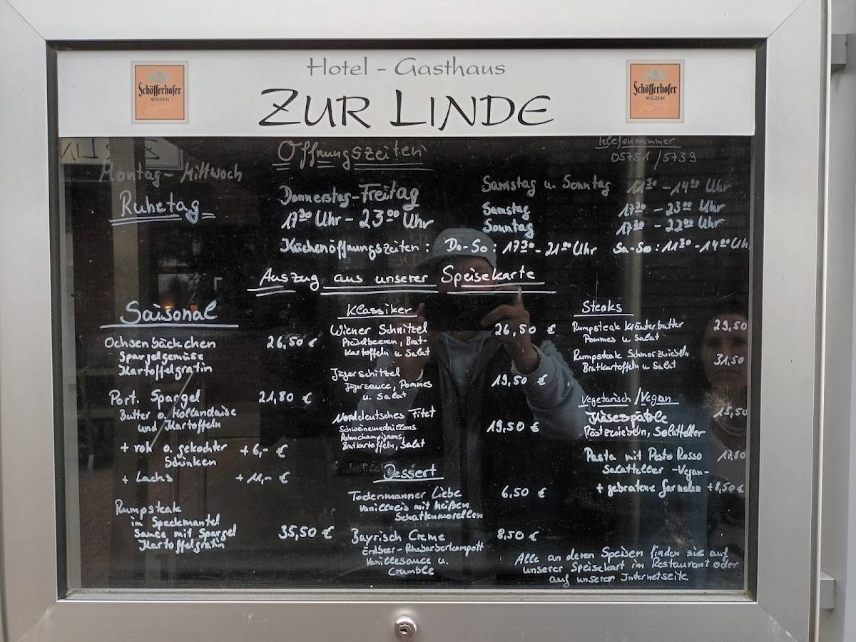 Hotel Restaurant Zur Linde меню