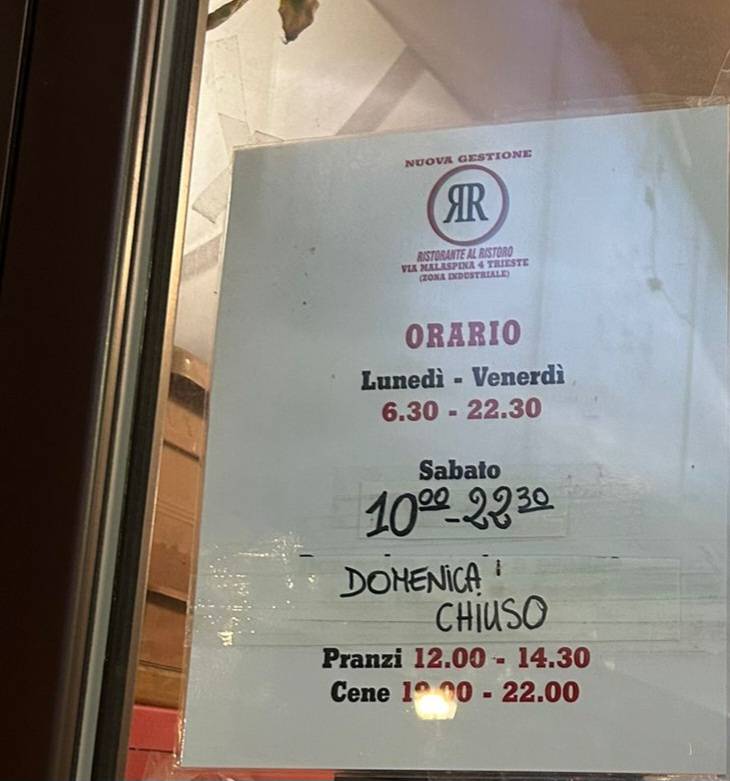 Ristorante Albergo Trattoria Al Ristoro меню