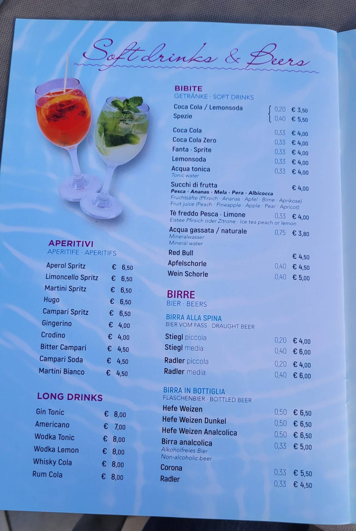 Ristorante Rosa Beach меню
