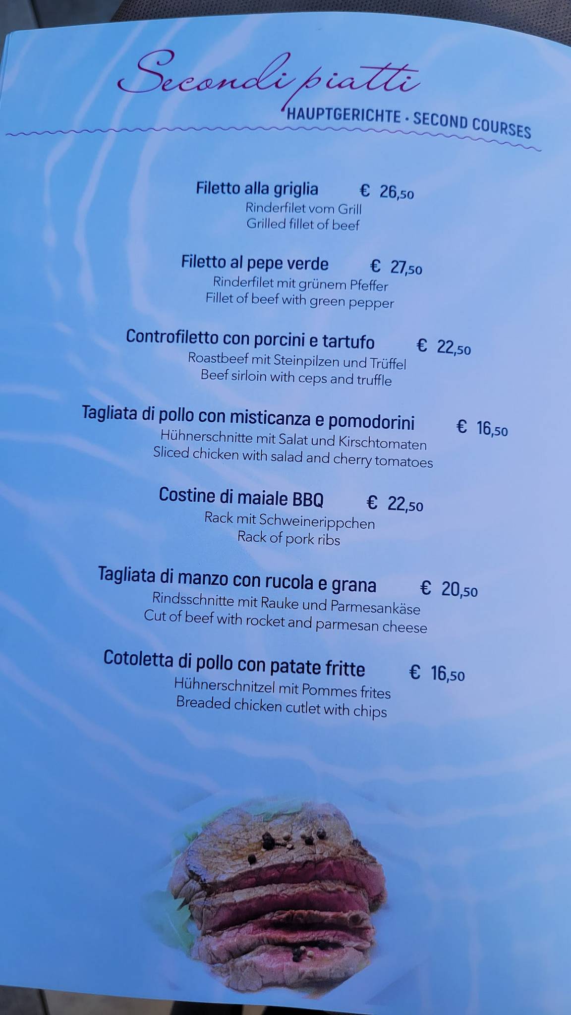 Ristorante Rosa Beach меню