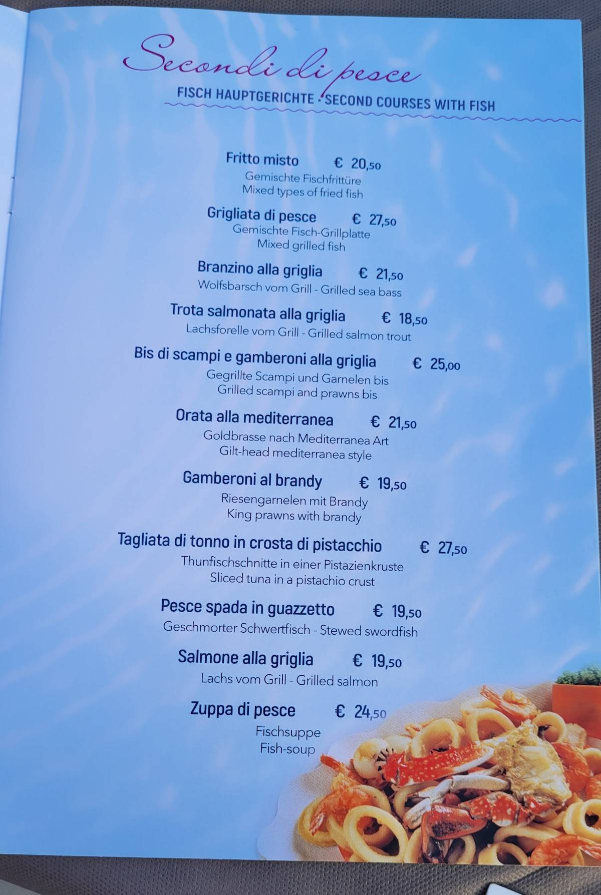 Ristorante Rosa Beach меню