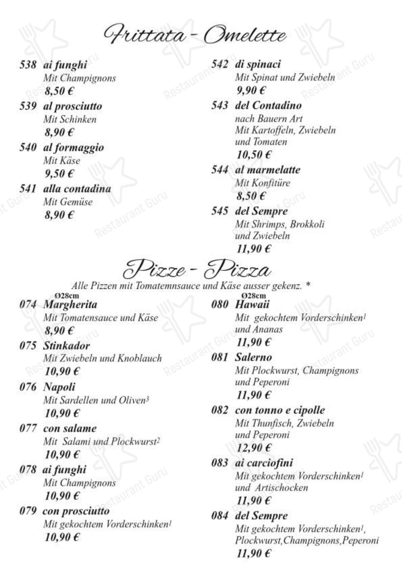 Меню ресторана Ristorante Sempre - 菜单