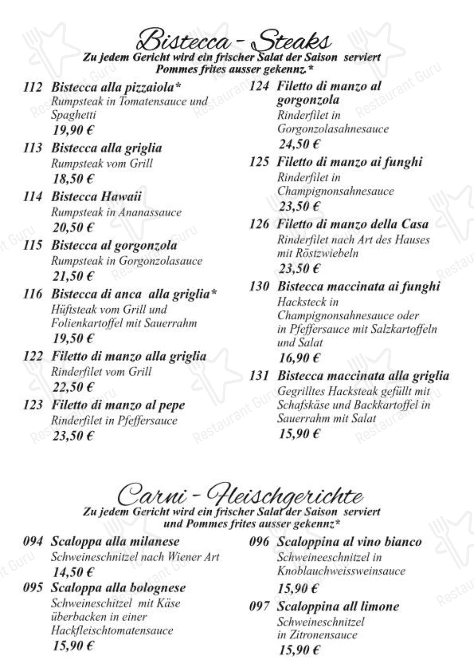 Меню ресторана Ristorante Sempre - 菜单