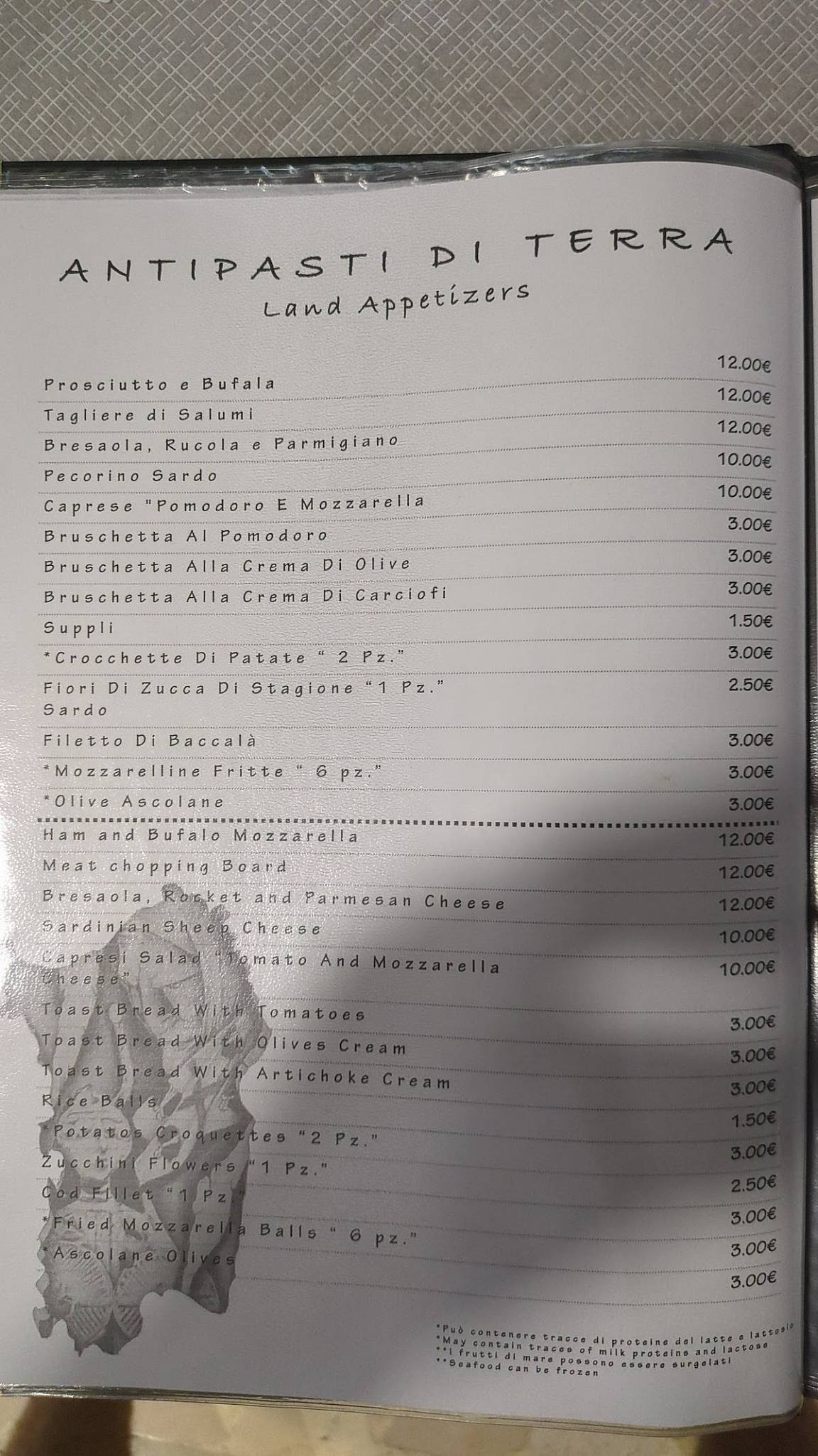Ristorante Shardana меню