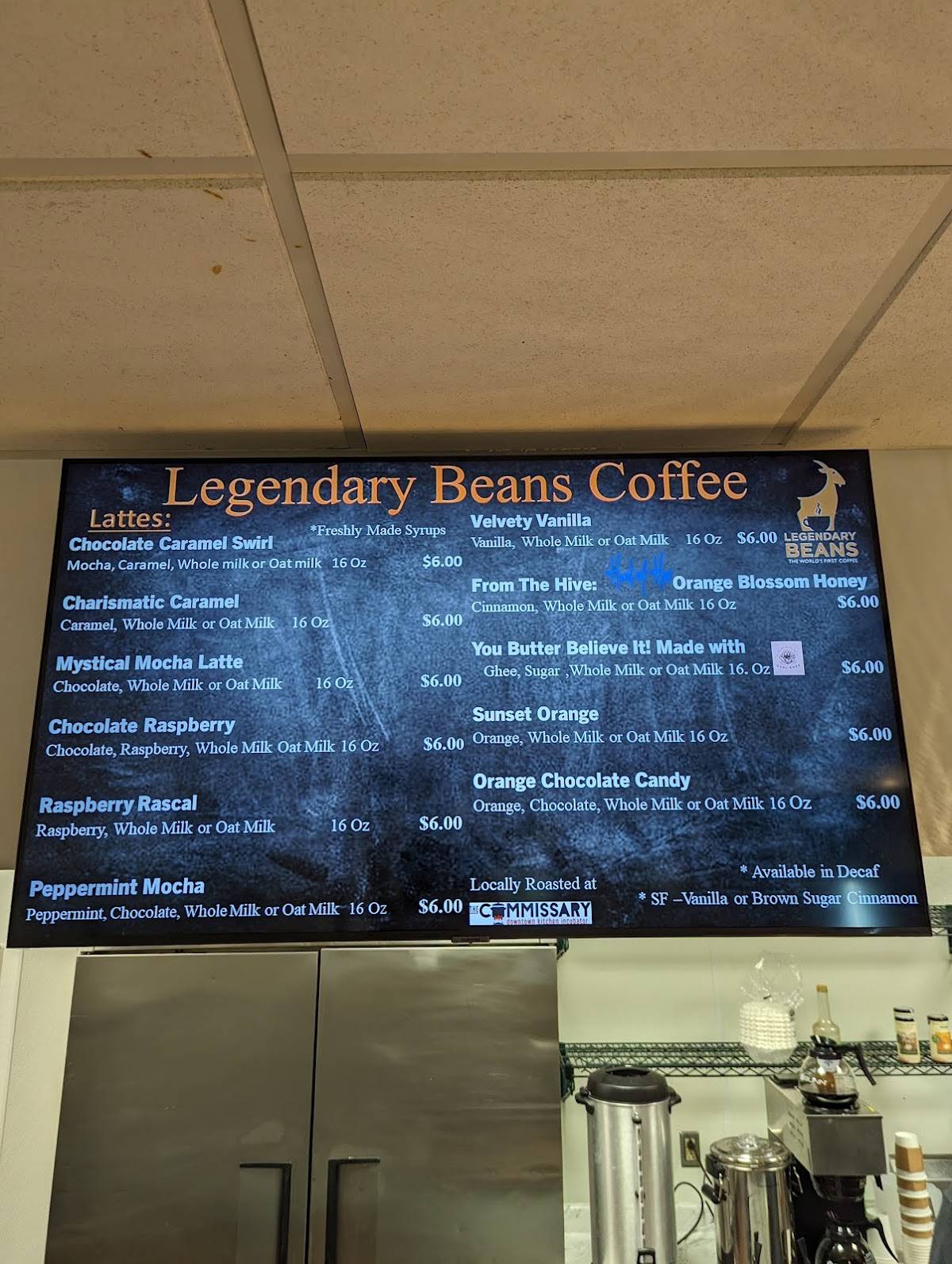 Legendary Beans Coffee меню