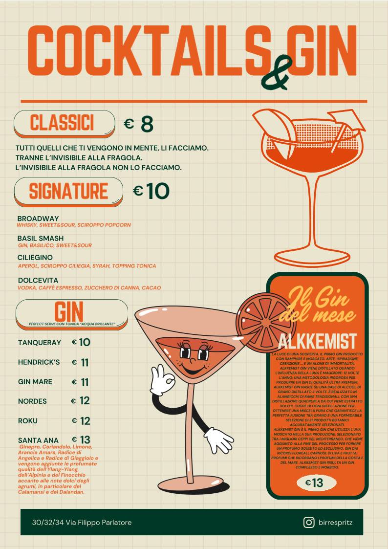 BirrEspritz - Aperitivo Apericena Roma Centocelle меню