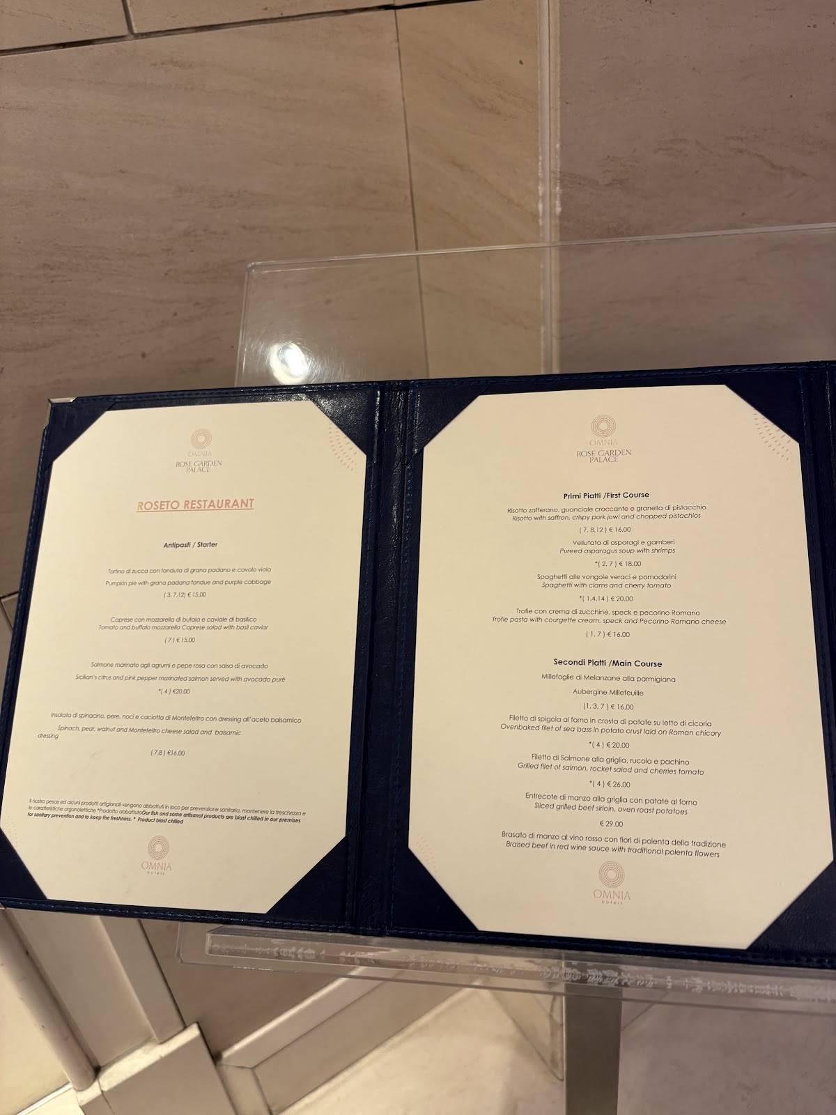 Roseto Garden Restaurant меню