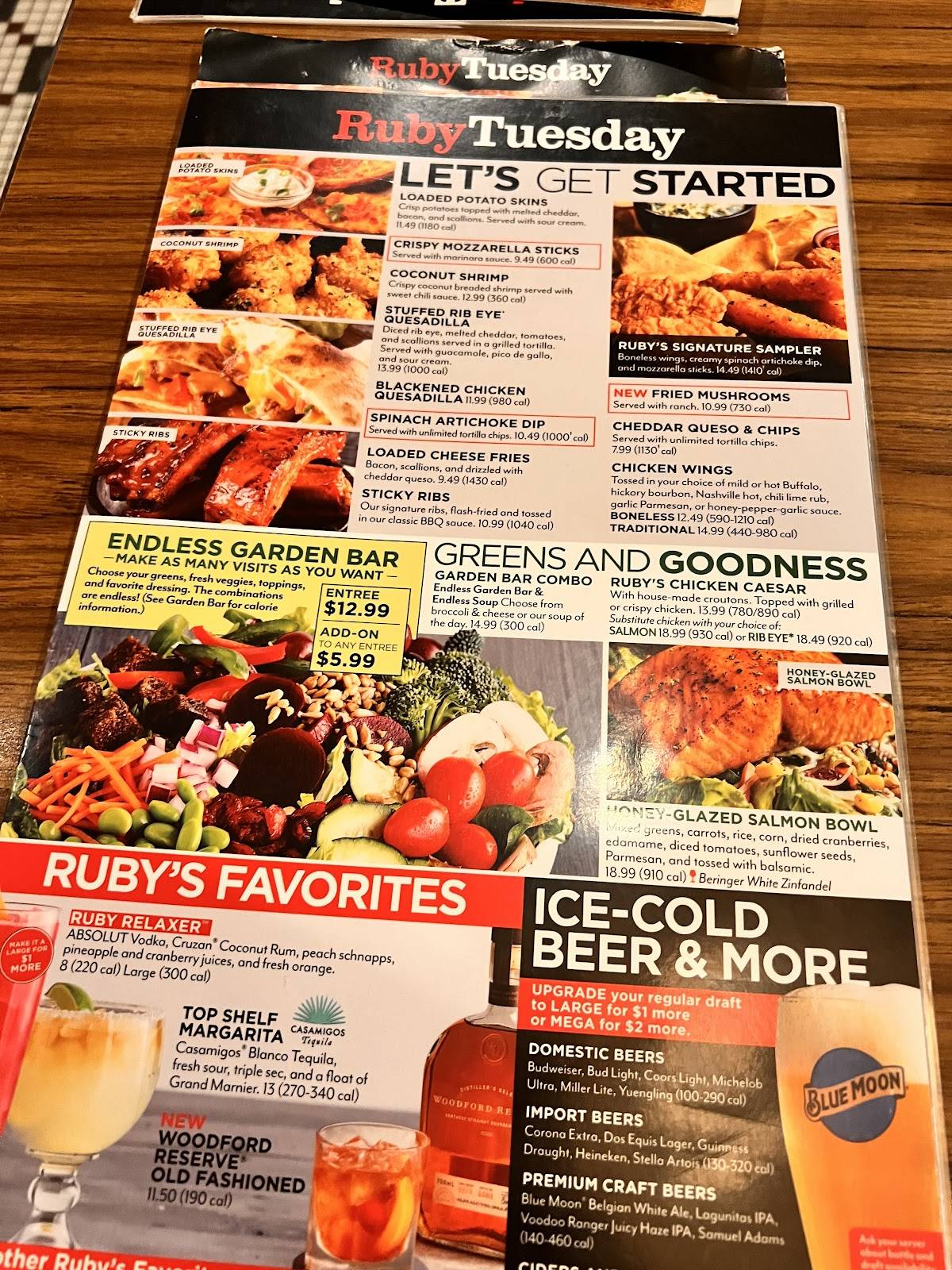Ruby Tuesday меню
