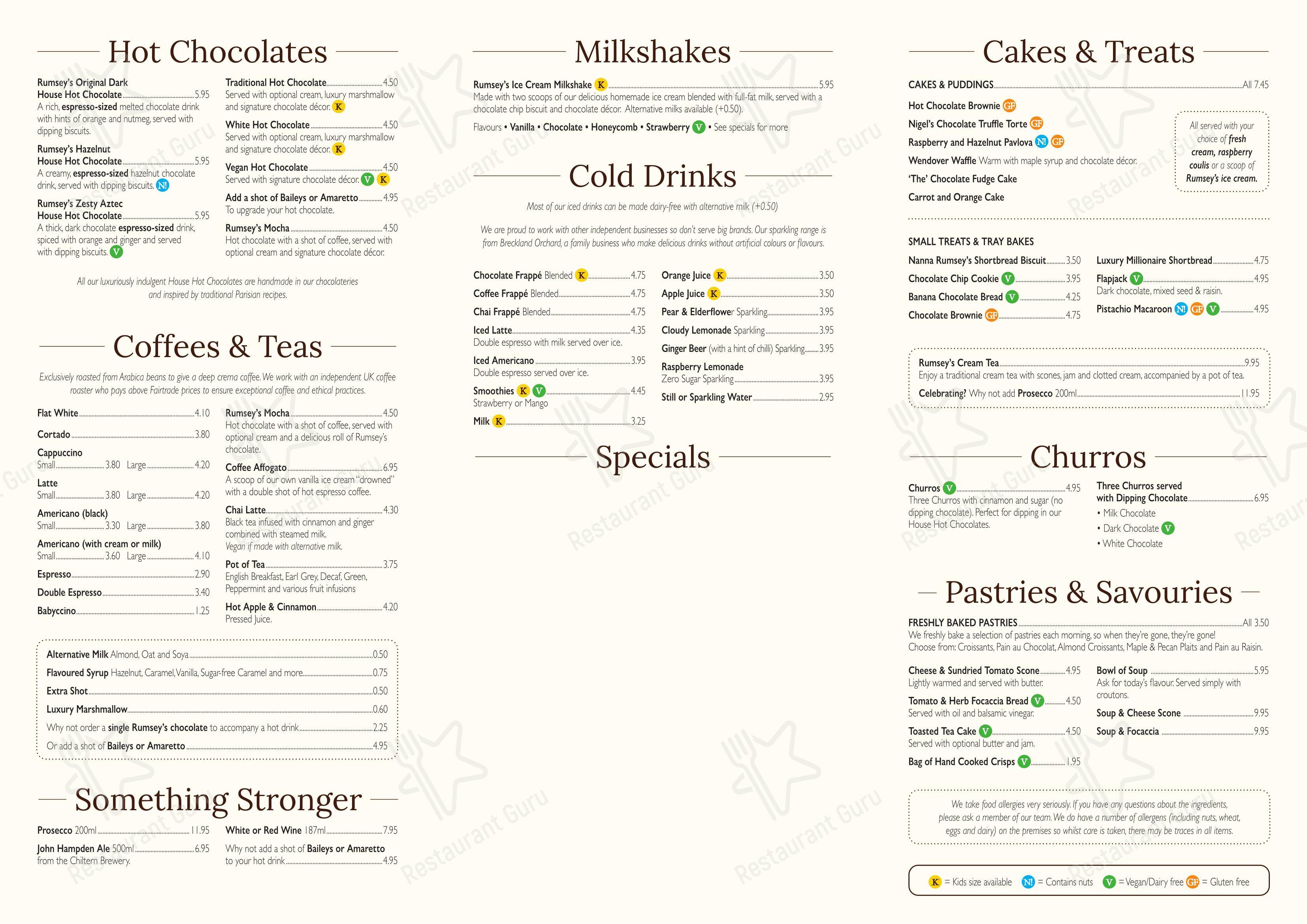 Rumsey’s Chocolaterie в Эйлсбери - Меню
