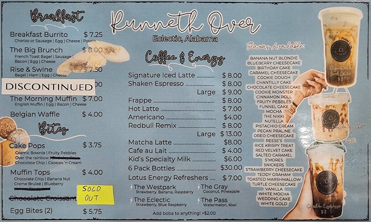 Runneth Over Coffee меню