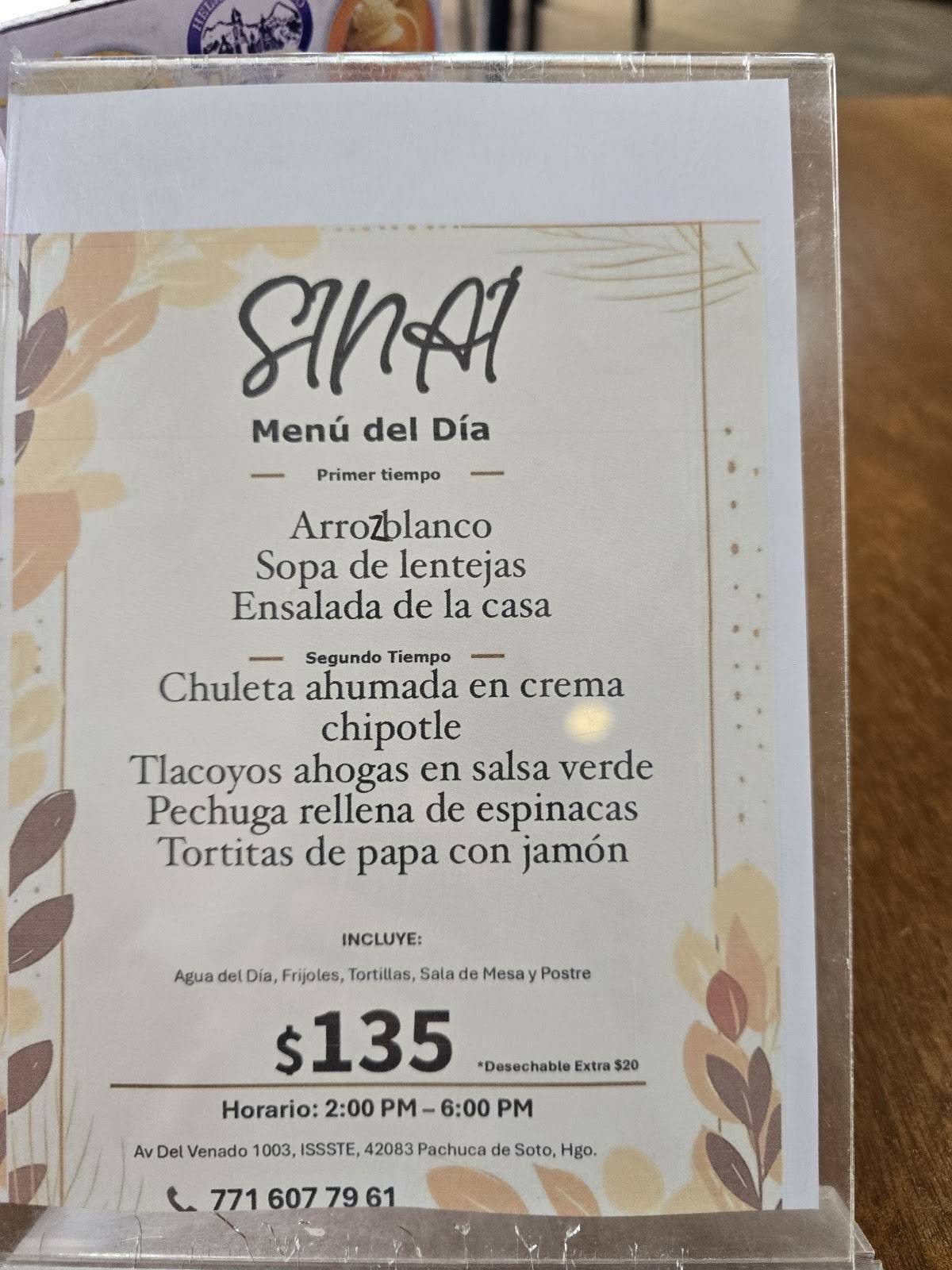 SINAÍ COMEDOR меню