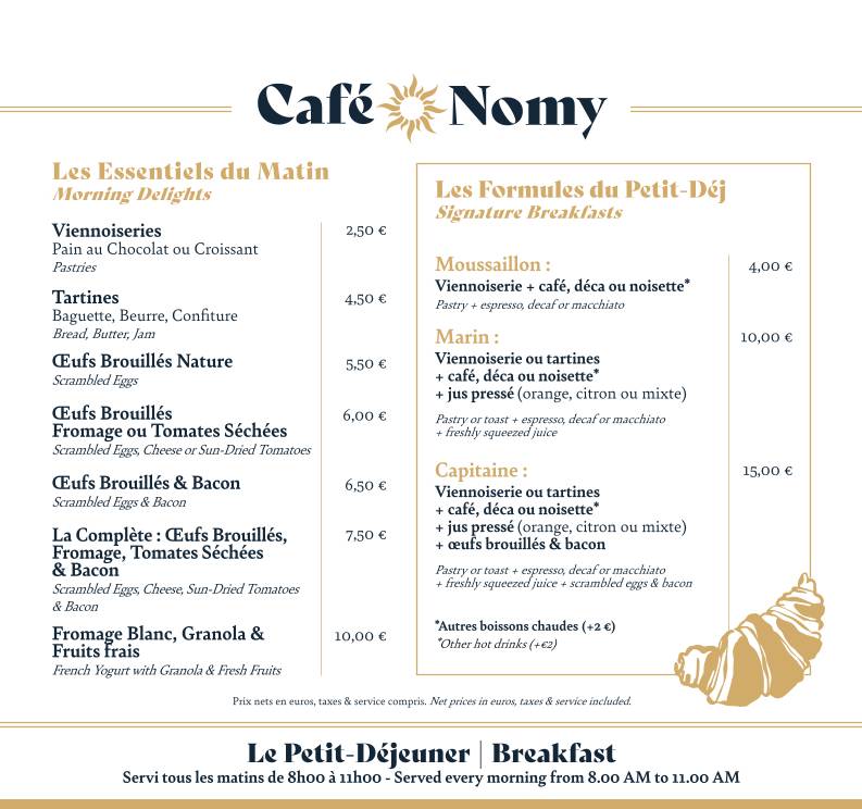 Café Nomy Saint-Raphaël меню