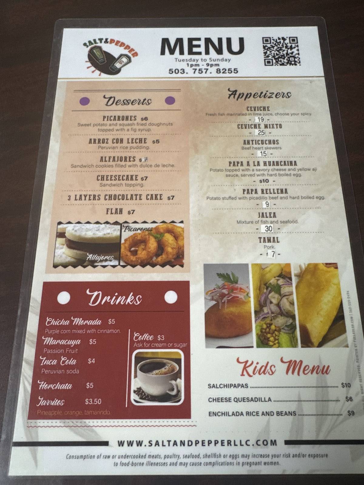 Salt&Pepper perumex llc меню