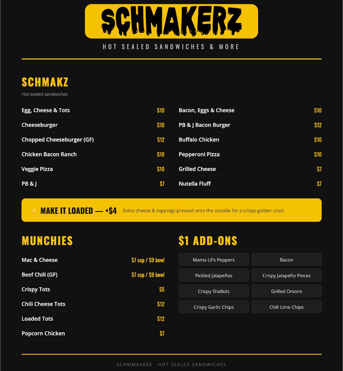 Schmakerz меню