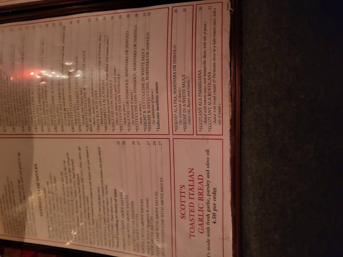 Scotti's Italian Restaurant меню