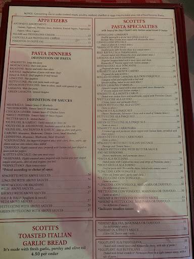 Scotti's Italian Restaurant меню