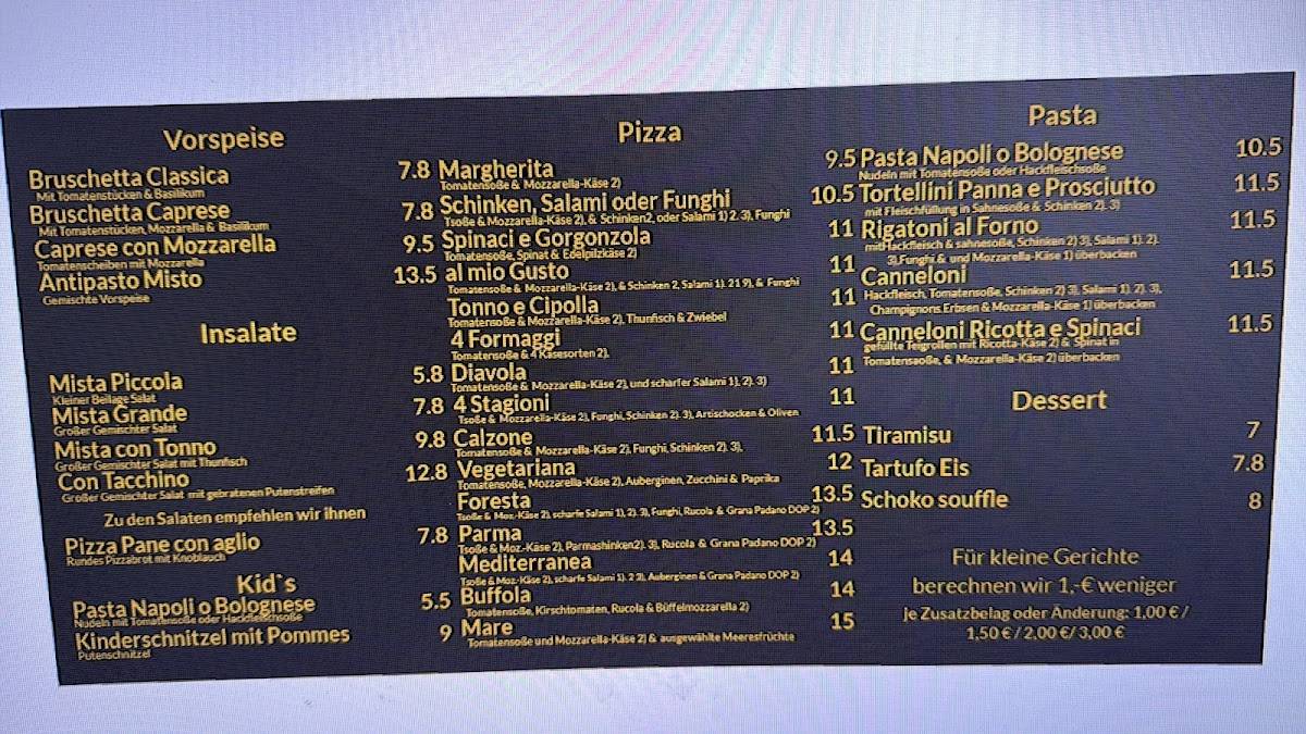 Pizzeria SkyPizza меню