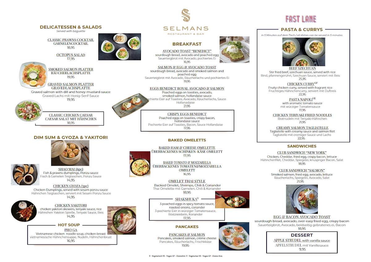 Selmans Restaurant & Bar меню