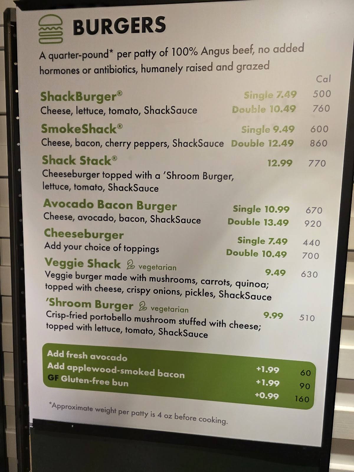 Shake Shack Chicago Athletic Association меню