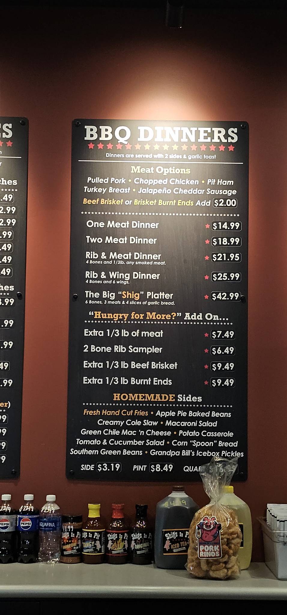 Shigs In Pit BBQ & Brew меню