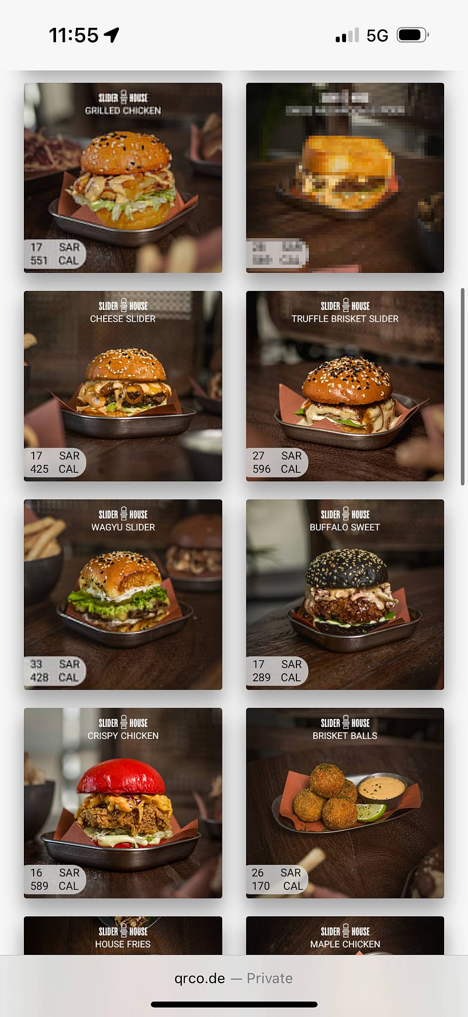 Slider House меню