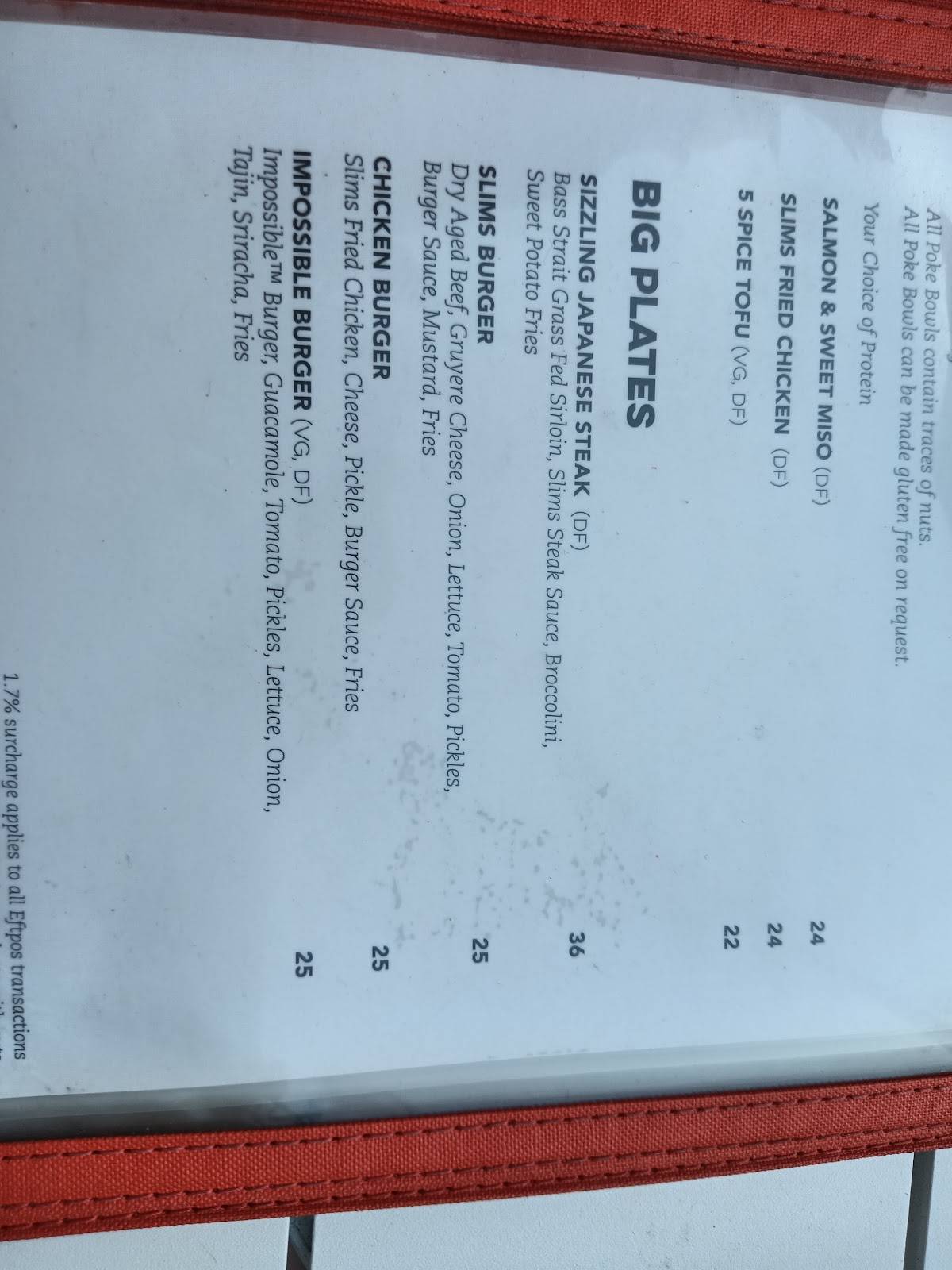 Slims Rooftop меню