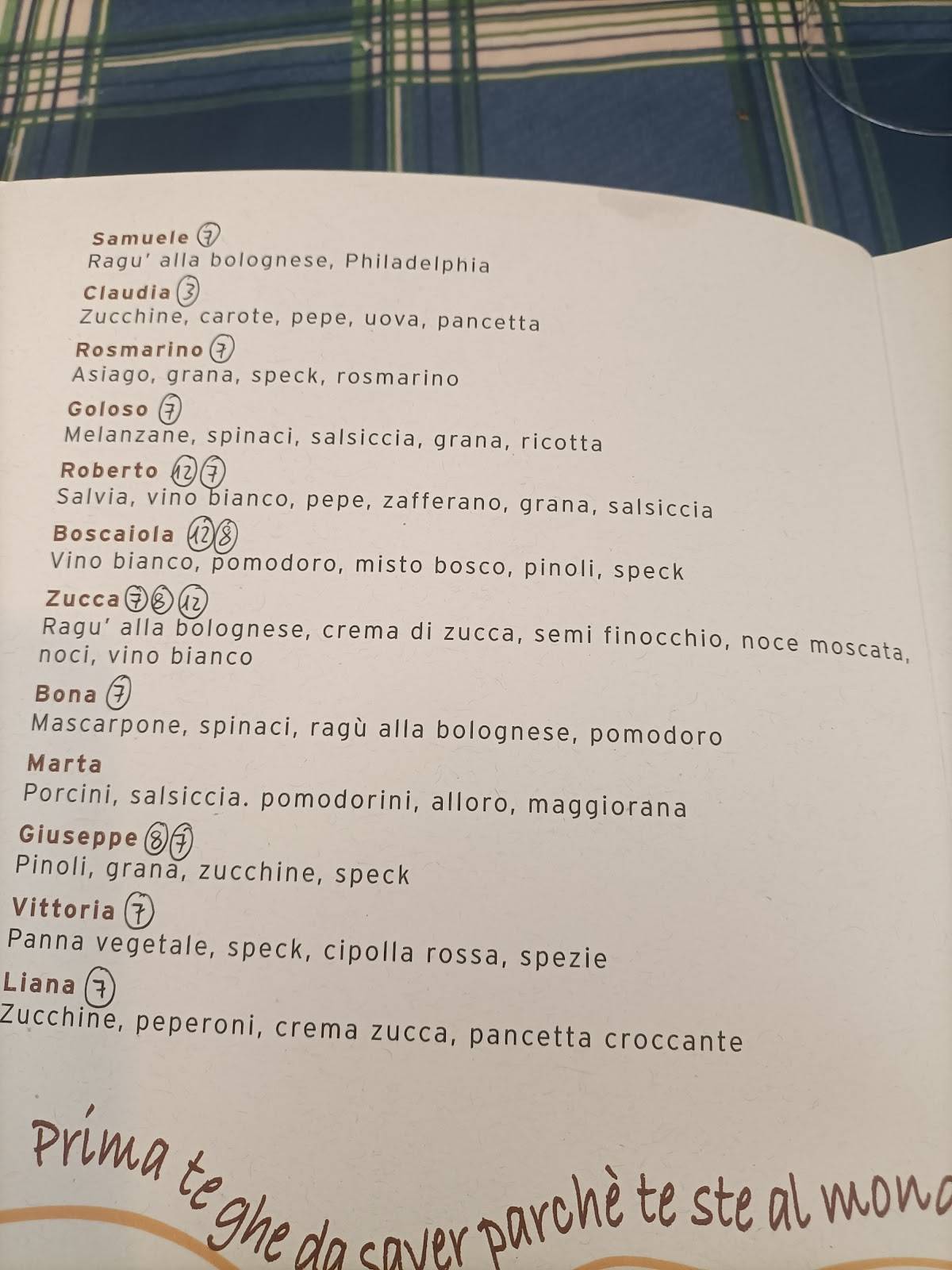 Bigoleria Alla Rocca меню