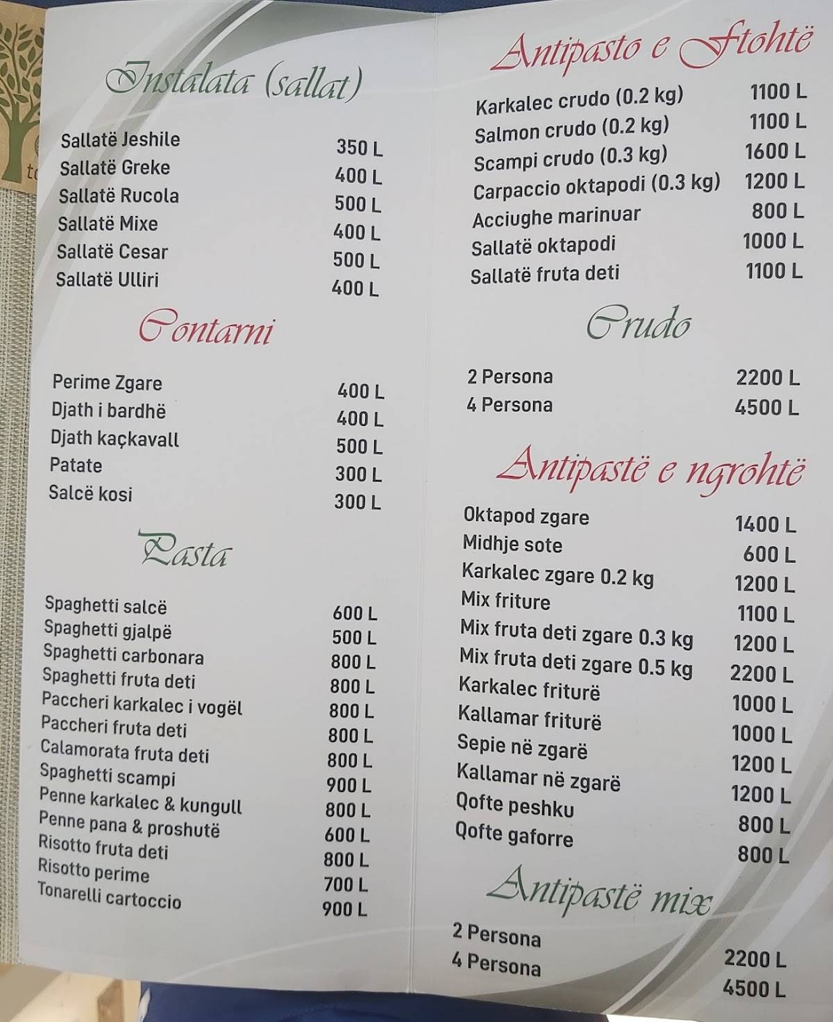Solo Roma меню
