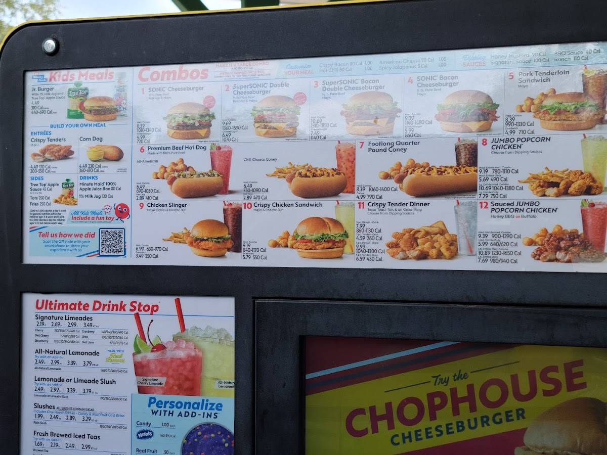 Sonic Drive-In меню