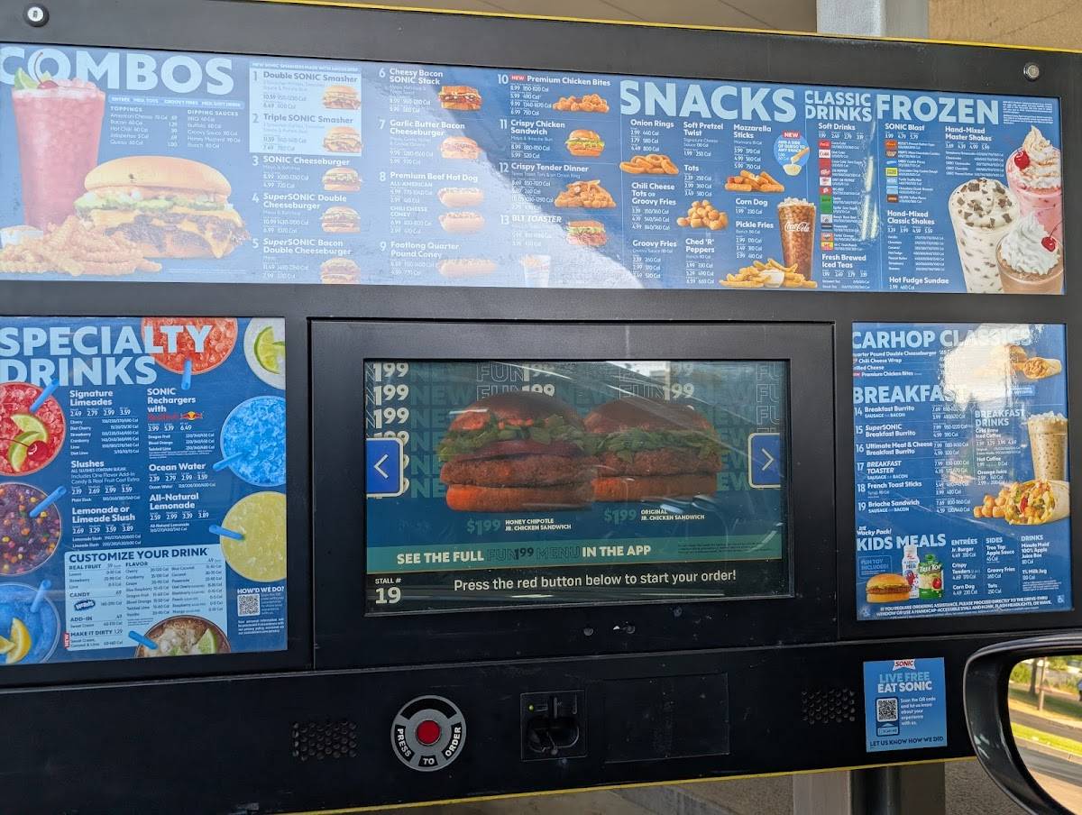 Sonic Drive-In меню