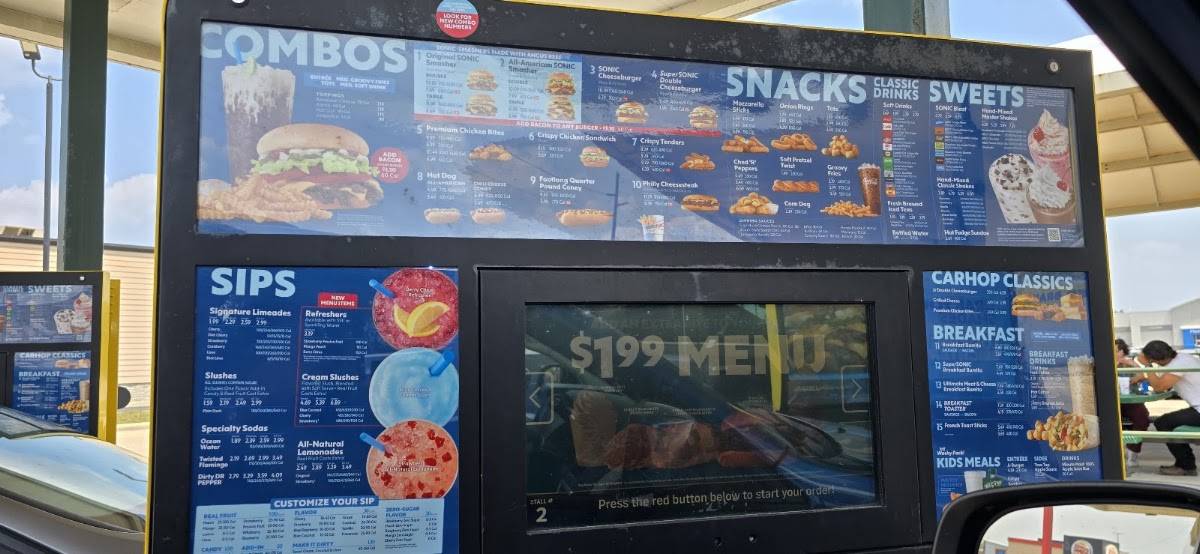 Sonic Drive-In меню