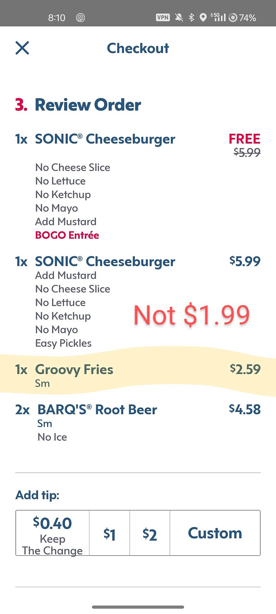 Sonic Drive-In меню