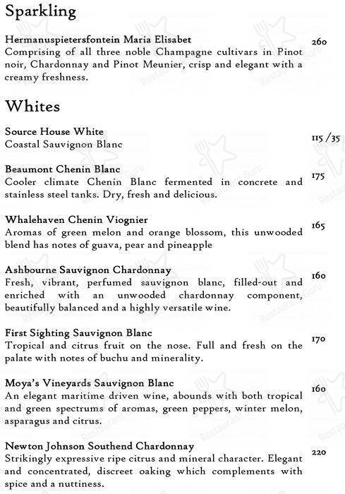 Source Restaurant меню