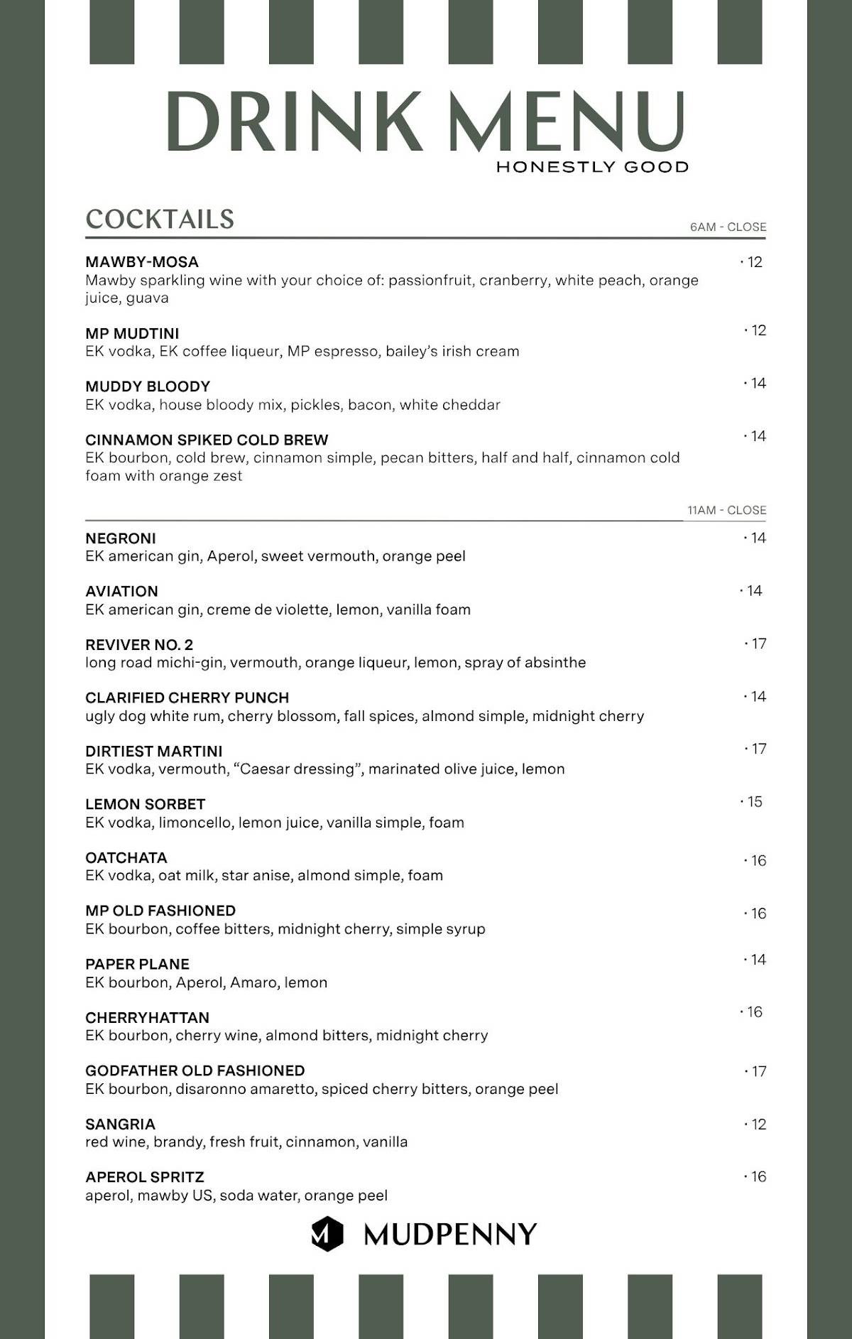 MUDPENNY Spring Lake меню