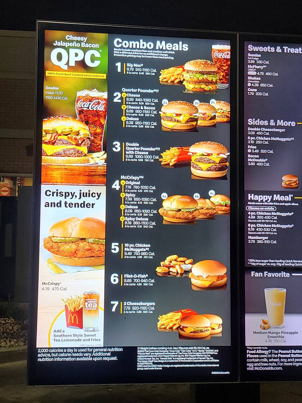 McDonald's меню