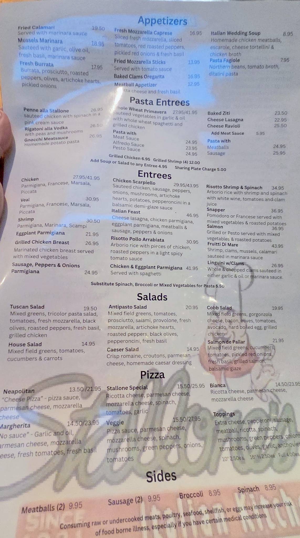 Stallone's Italian Kitchen меню