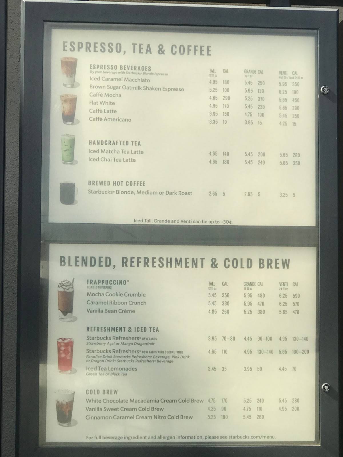 Starbucks Coffee Company меню
