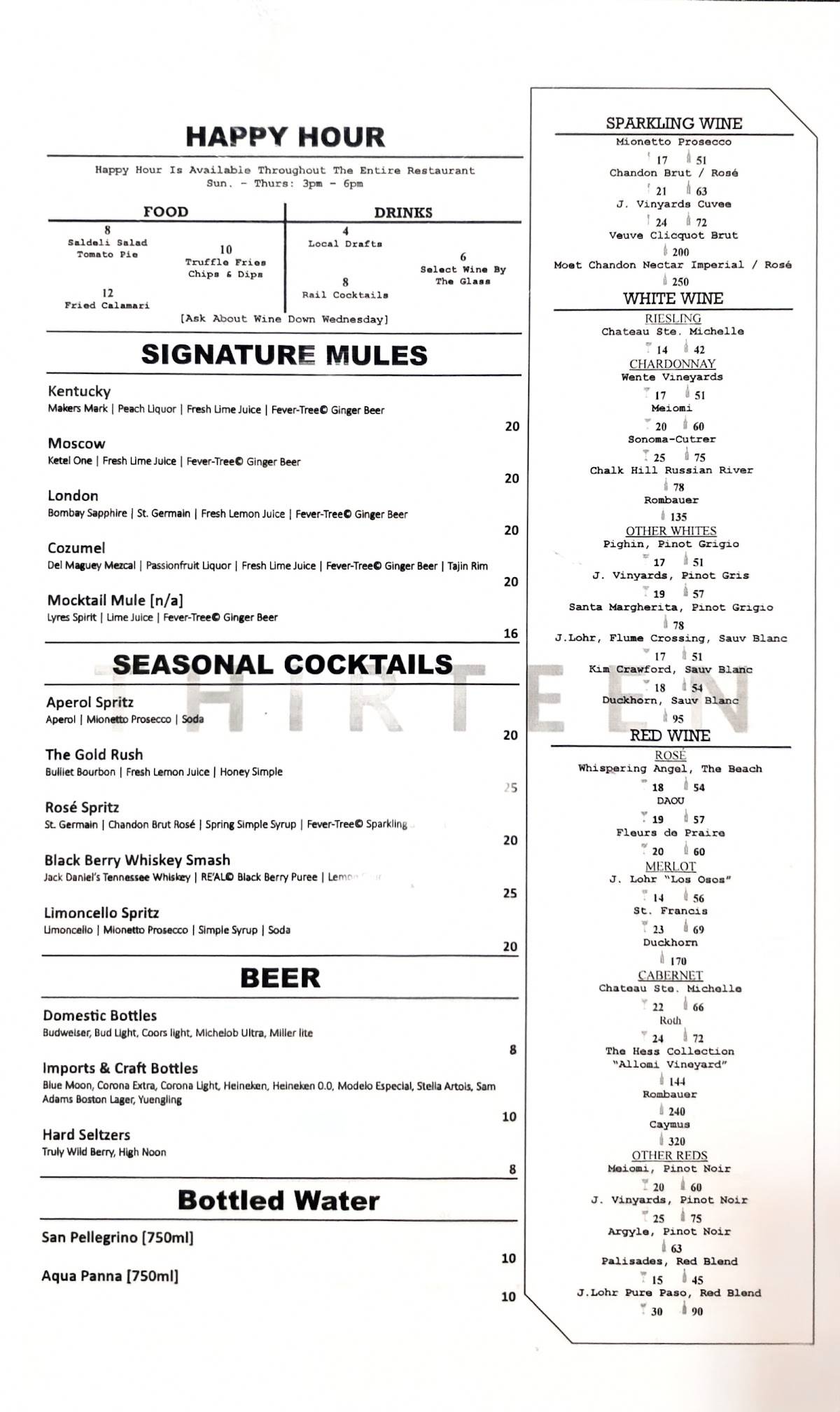 13 Restaurant меню
