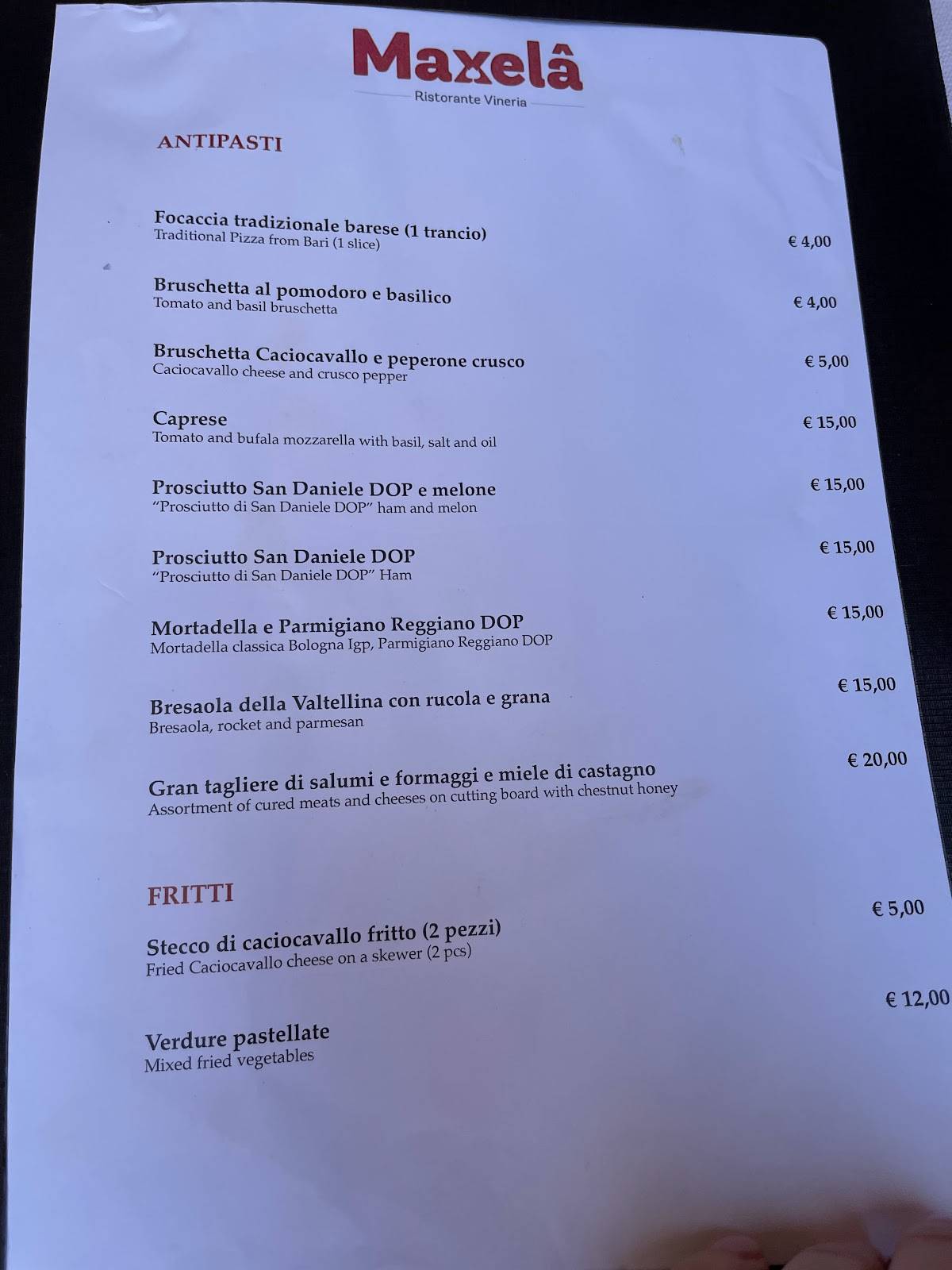 Maxelâ Coppelle - Roma меню