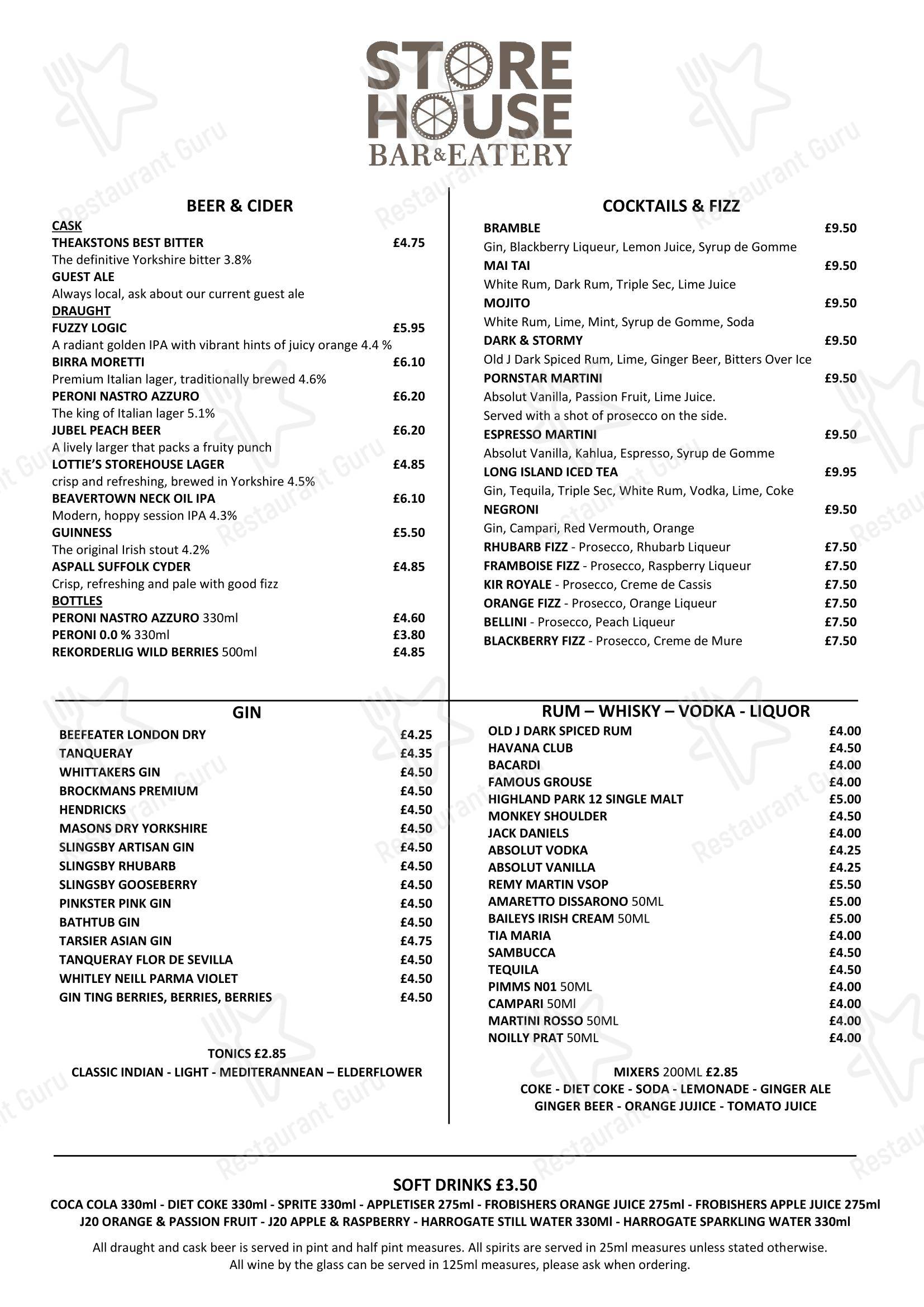 SHK Smokehouse & Bar в Рипоне - 菜单