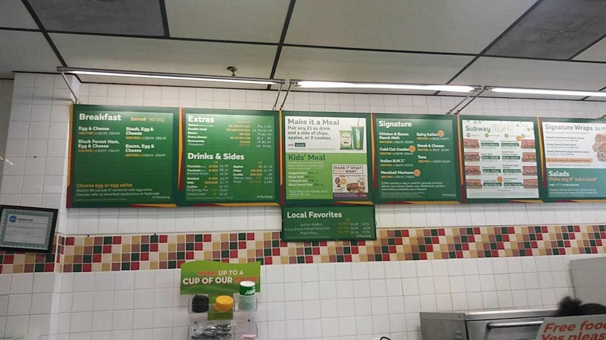 Subway меню