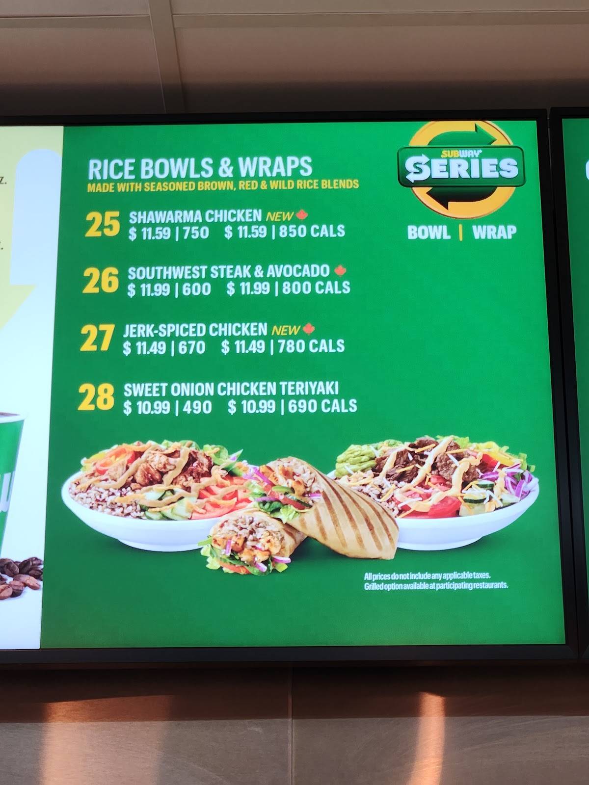 Subway меню