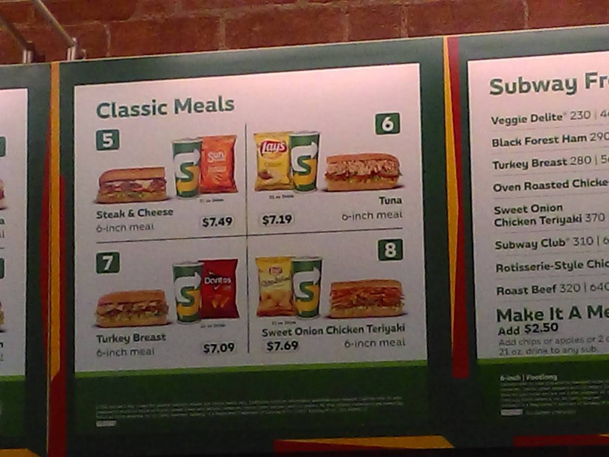 Subway меню