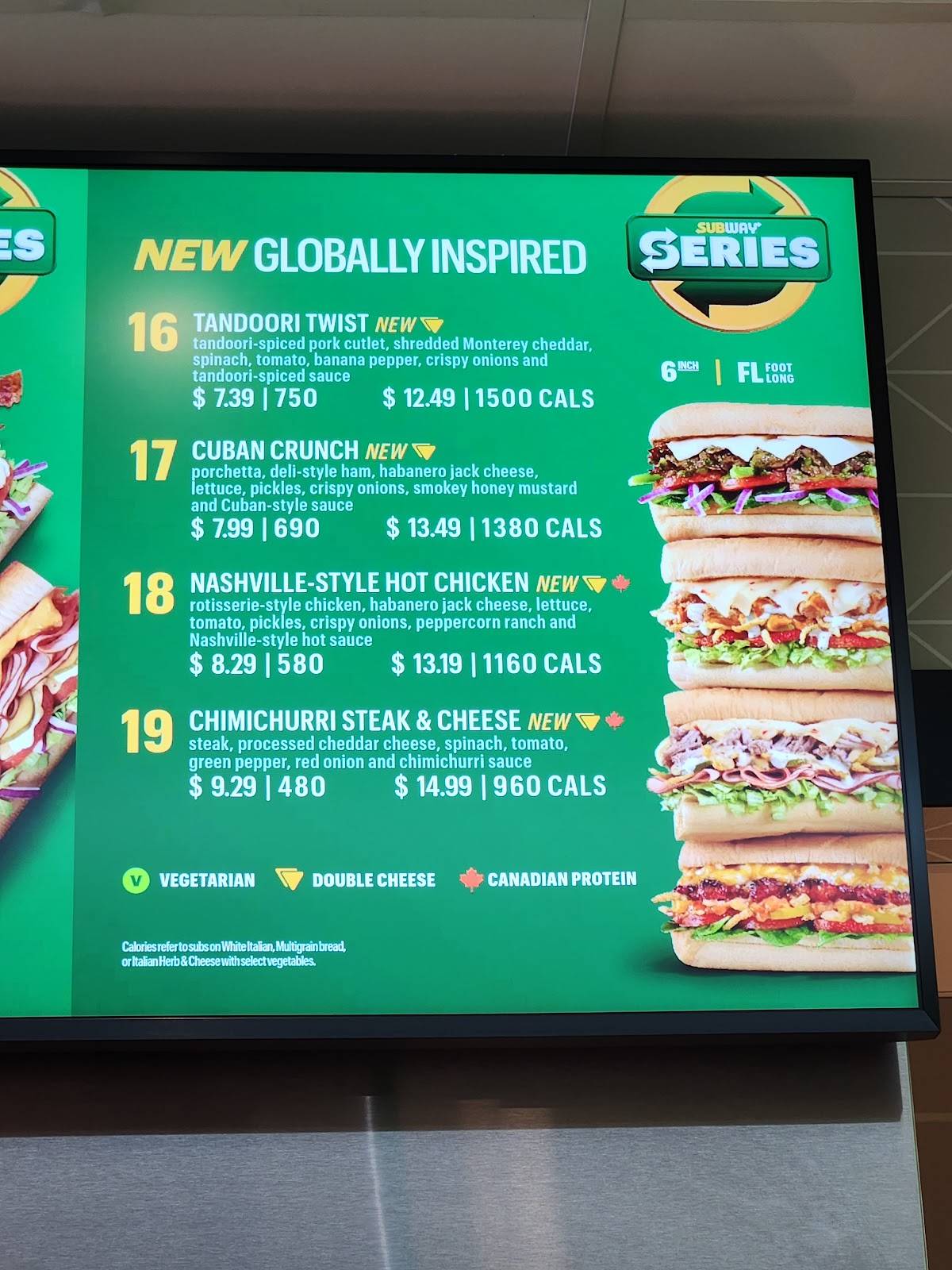 Subway меню
