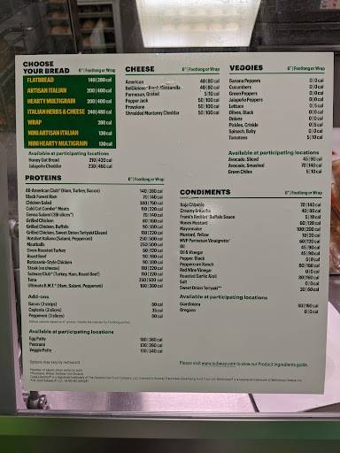 Subway меню