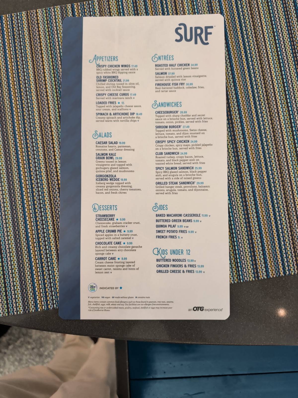 Surf Bar Oases меню