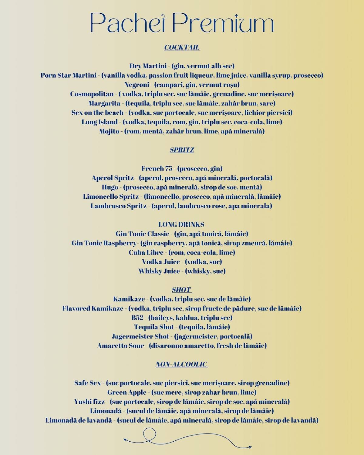 T&M Bar Events меню