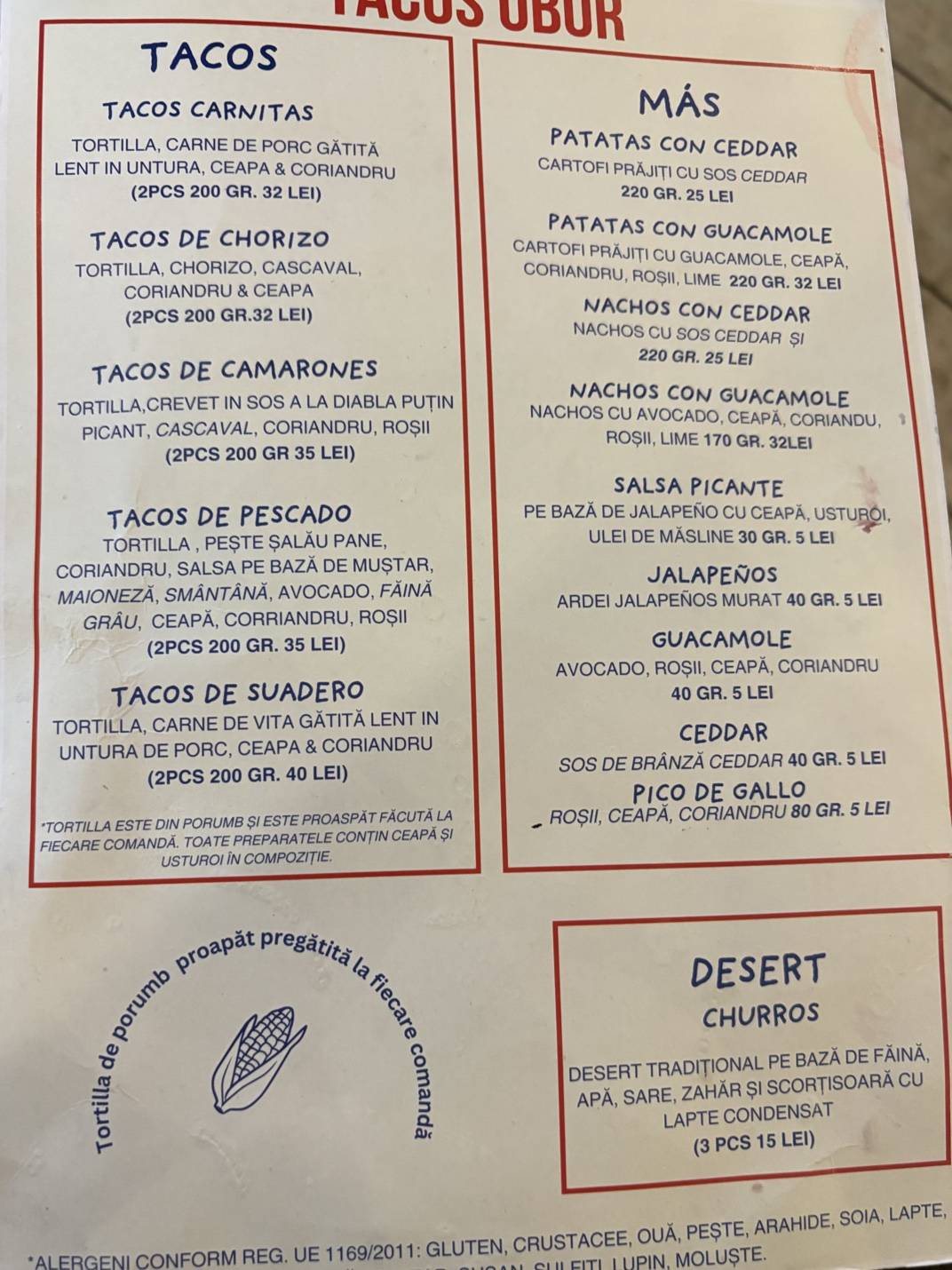TACOS OBOR меню