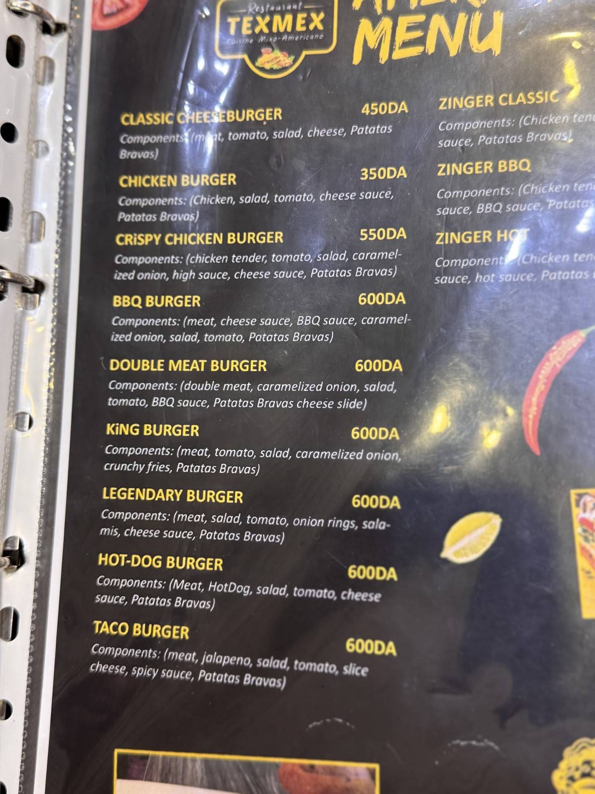 TEXMEX SETIF меню
